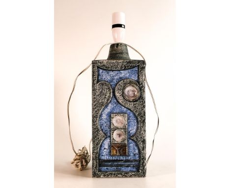 Troika lamp base with geometric designs, signed Troika and with painted initials Jane Fitzgerald 1976-1983, height 39.5 cm in
