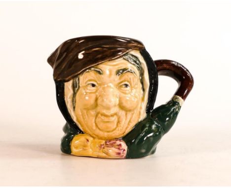 Royal Doulton small size early character jug Sairey Gamp, the hat scarf painted in unusual grey colour, with A mark. Some fir