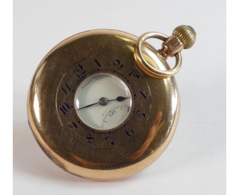 9ct gold half hunter keyless pocket watch by H Pidduck &amp; Sons Hanley, 84.6g. 