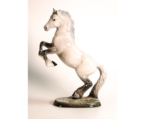 Beswick model of a rearing Welsh Cob in grey gloss, 1014, minute chip to base edge and some light crazing. 