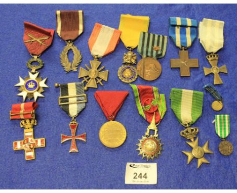 Bag of assorted medals to include: French Republic FranÇais, 1870; Africa Orientale; enamel crosses; Indian etc.