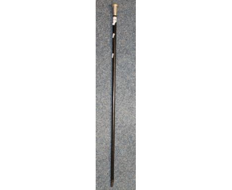 Gentleman's ebonised walking stick with silver knop, London hallmarks.