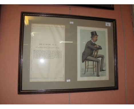 Framed 'Vanity Fair', spy type print, 'Oliver, The Honorable Oliver George Paulette Montagu', framed and glazed.