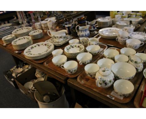 Three trays of Royal Worcester bone china Bacchanal tea and dinner ware items comprising tea cups and saucers, two handled bo