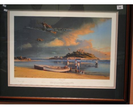 Aviation interest, after Robert Taylor, 'A Time For Heroes', limited edition coloured print depicting Mark I Spitfires of 234