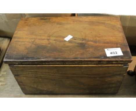 Welsh oak tea caddy of plain design with hinged cover and two compartments to the interior.  18/19th Century.