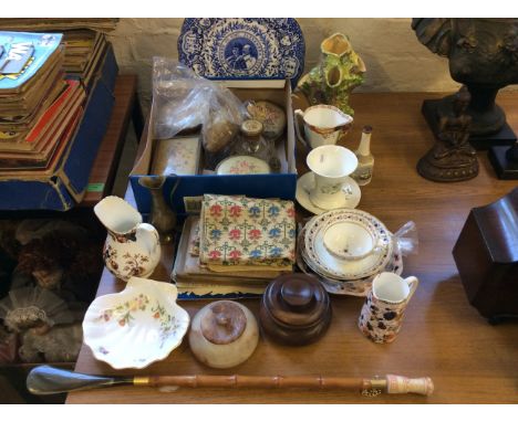 A collection of various items to include an Edward VII coronation plate, various ceramic teaware, shoe horn, vanity set etc.