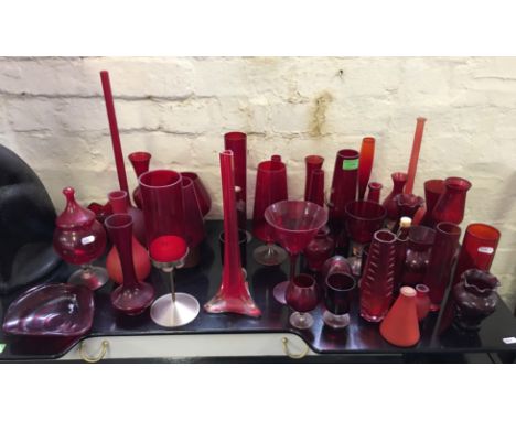 A selection of ruby red glassware including Anchor Hocking, Alsterfors etc.