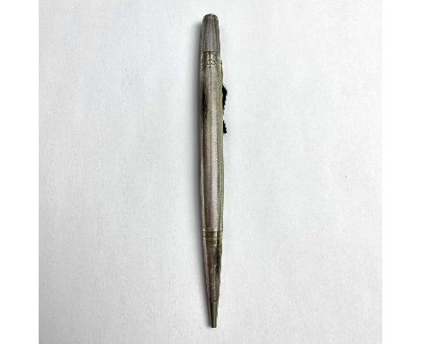 A sterling silver engine turned 'Life-long' propelling pencil, length 123mm, weight 21g.