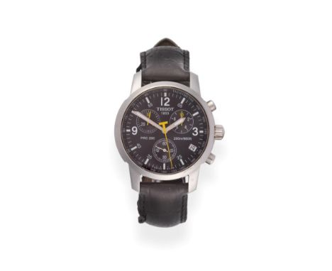 A Stainless Steel Calendar Chronograph Wristwatch, signed Tissot, ref: T461, circa 2011, quartz movement, black dial with Ara