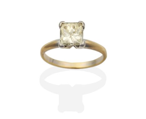 A Solitaire Princess Cut Diamond Ring, in a claw setting, estimated diamond weight 1.45 carat approximately, finger size N se