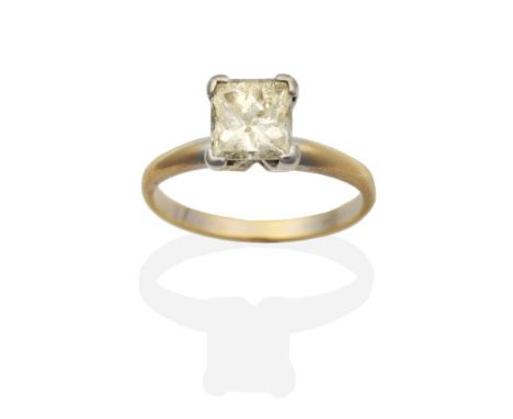 A Solitaire Princess Cut Diamond Ring, in a claw setting, estimated diamond weight 1.45 carat approximately, finger size N se