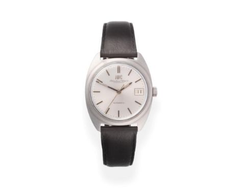 A Stainless Steel Automatic Calendar Centre Seconds Wristwatch, signed International Watch Co, Schaffhausen, circa 1968, leve