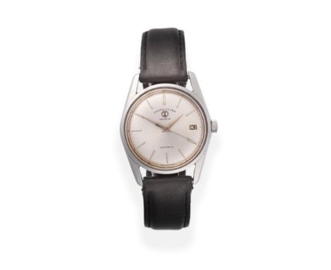 A Stainless Steel Automatic Calendar Centre Seconds Wristwatch, signed Favre-Leuba, Geneve, model: Daymatic, ref: 3781, circa