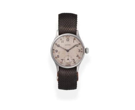 A Military Wristwatch, signed Grana, circa 1940, (calibre K.F.320) lever movement, silvered dial with Arabic numerals, second