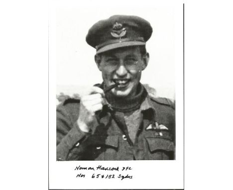Sqn. Ldr. Norman Edward Hancock WW2 Battle of Britain pilot signed 7 x 5 black and white portrait photo. Limited edition of 2