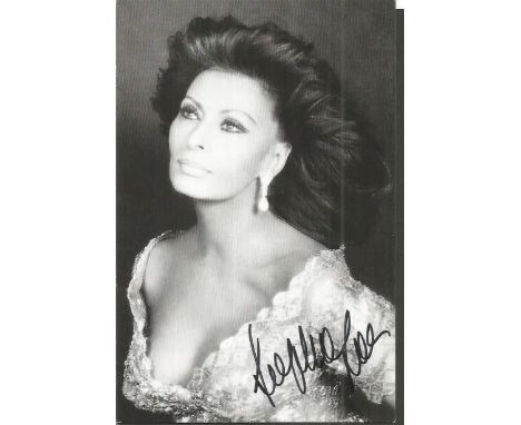 Sophia Loren autographed 6x4 black and white portrait photo.  Good condition.  All items come with a Certificate of Authentic