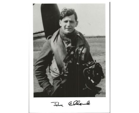 Air. Cdre. John Lawrence Wemyss Ellacombe WW2 Battle of Britain pilot signed 7 x 5 black and white portrait photo. Limited ed