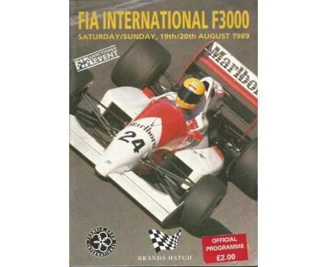 Formula One Drivers multisigned 1989 F3000 Programme. Signed inside by portrait photos by Damon Hill, Jean Alesi, Martin Donn