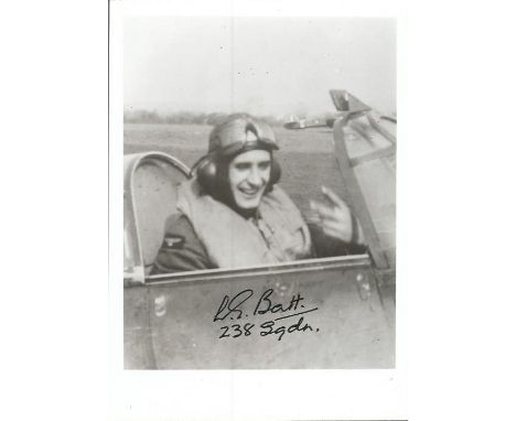Flt. Lt Leslie Gordon Batt WW2 Battle of Britain pilot signed 7 x 5 black and white portrait photo. Limited edition of 200 si