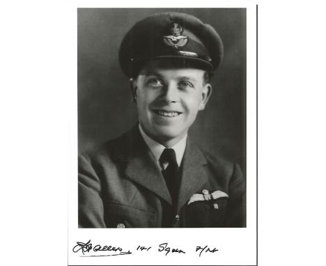 Flt. Lt. Leslie Henry Allen WW2 Battle of Britain pilot signed 7 x 5 black and white portrait photo. Limited edition of 200 s
