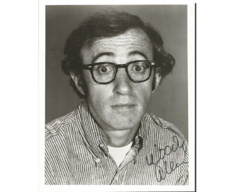 Woody Allen signed 10 x 8 b/w portrait photo in casual shirt with black glasses Good condition.  All items come with a Certif