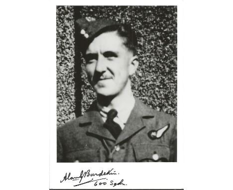 Flt. Lt. Alan George Burdekin WW2 Battle of Britain pilot signed 7 x 5 black and white portrait photo. Limited edition of 200