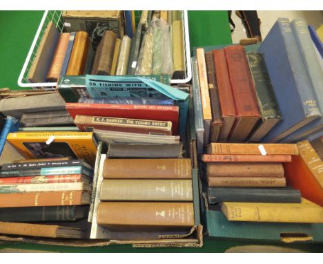 Three boxes/crates of Sporting related and other books to include FRED ADYE "Horse Breeding & Management", "The Agricultural 