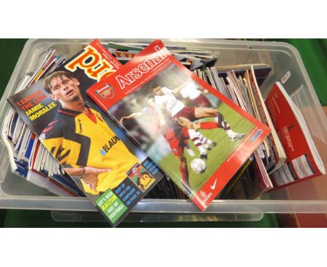 A box containing a large quantity of Football Programmes to include Charlton Athletic, Watford, Luton, Leeds United, Tottenha