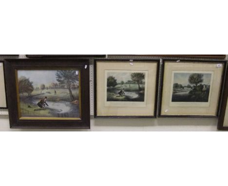 AFTER J. POLLARD "Live-bait fishing for Jack" and "Fly fishing for trout", pair of coloured engravings by R. G. Reeve, togeth