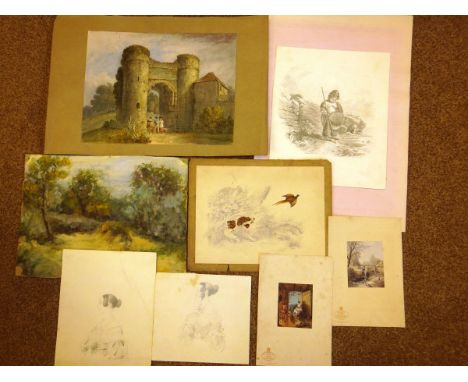 19TH CENTURY ENGLISH SCHOOL (Possibly B FENNING / ADAM EAST OR J FRANCIS) "Spaniel putting up a cock pheasant in a woodland",