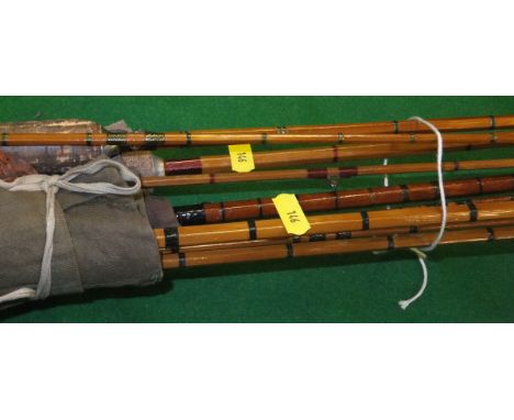 A collection of four vintage split cane trout fly rods