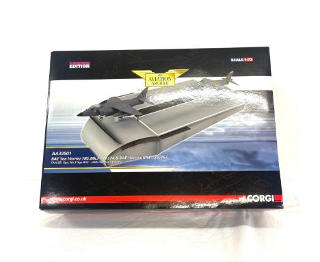 Boxed Complete  Corgi AA39901 BAE Sea Harrier FRS. Mk 1 &amp; BAE Harrier GR3  XW767, FAA 801 Sqn No1 Sqn RAF - HMS Hermes Di