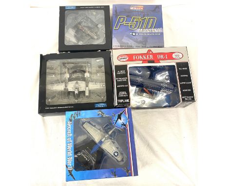Selection of boxed model diecast planes, to include North American Mustang P51D,  Masters of War P38 Lighting,  Fokker DR1, P