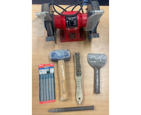 Selection of tools to include grinder, hammer etc 