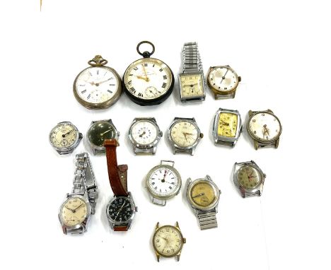 Selection of various manual wind up gents watches, 2 pocket watches, all untested 