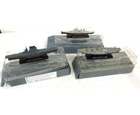 Atlas Editions model battle ships scale to include USS Lexington, HMS Ark Royal, HMS Duke of York 