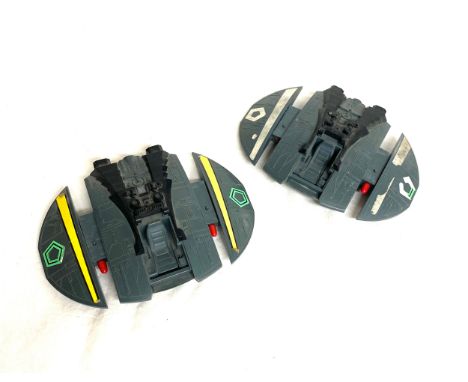 2, Vintage 1978 Mattel Battlestar Galactica Cylon Raider - firing missile type, one has missile missing 