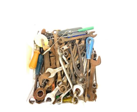 Large selection of assorted tools includes spanners etc 