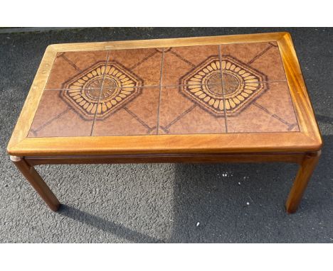 Nathan retro tile top teak coffee table, Approximate measurements: Height 16 inches, 32 inches Length, Width 20 inches 