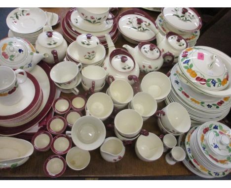 A Wedgwood of Etruria Mayfield tea and coffee service, together with egg cups and bowls and Tuscan ware ceramics 