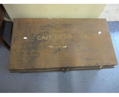 A military trunk inscribed R E Taylor 