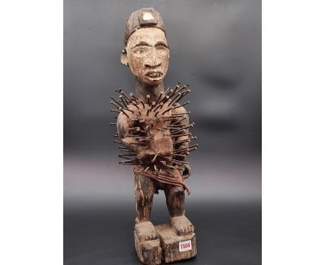 Ethnographica:&nbsp;a Nkondi nail fetish figure, Kongo, 58.5cm high.
