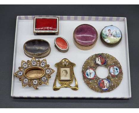 A mixed group of works of art, to include enamel mounted items.