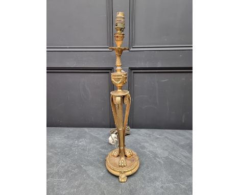 A Neoclassical style brass table lamp, total height 59cm.