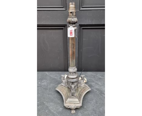 An Egyptian revival electroplated table lamp, with Camel supports, total height 48cm.