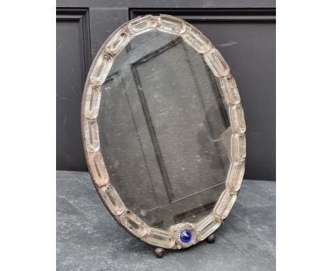 An antique Venetian style easel back mirror, 43cm high x 32.5cm wide.