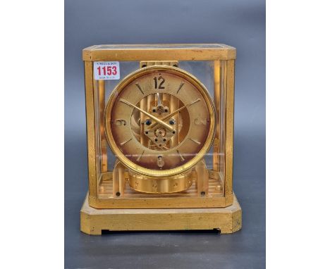 A rare circa 1954 gilt brass Jaeger-LeCoultre Atmos clock, Serial No.60251, 23.5cm high.