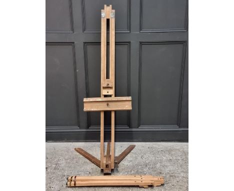 An old beech artist's easel, labelled 'Winsor &amp; Newton', 158cm high; together with another smaller modern example. (2)