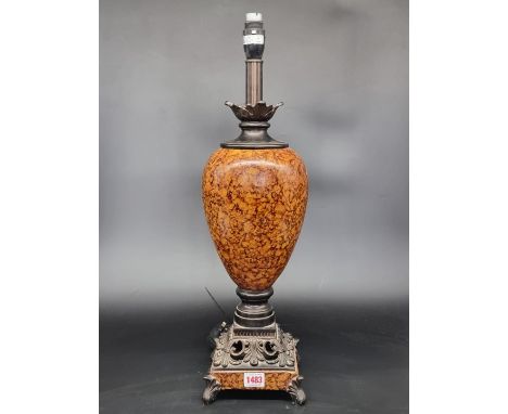 A faux painted table lamp, total height 57cm.